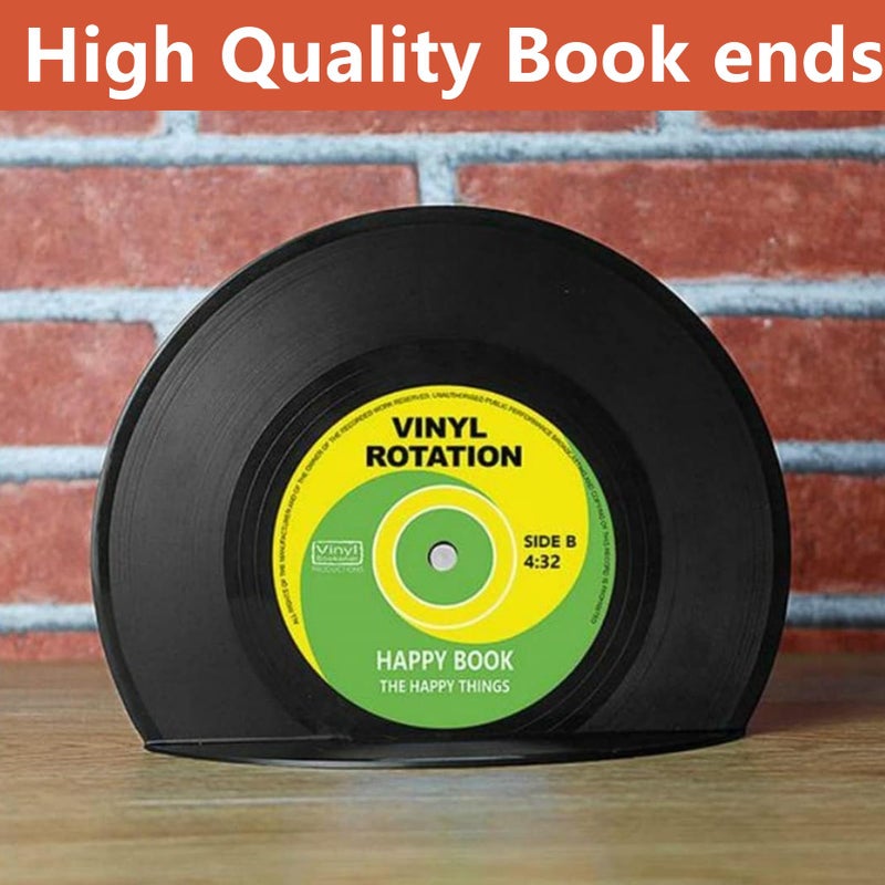 VinBee Bookends for Vinyl Records,Book Ends for Heavy Books,Book end,Retro Vinyl Record Bookend-Classic CD Shape Decorative Music Theme Bookends- 1 Pair - Image 4